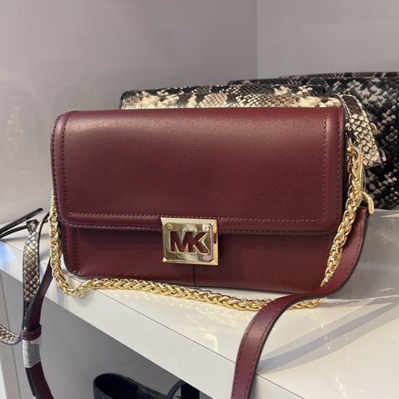 Michael Kors Sonia Medium Leather Shoulder Bag Merlot - Picture 11 of 16